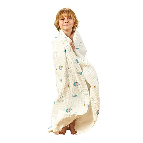 Image of MOM'S HOME Super Soft Absorbent Muslin Organic Cotton Wash Baby Bath Towel- 60X120 CM - (0-3 Years)