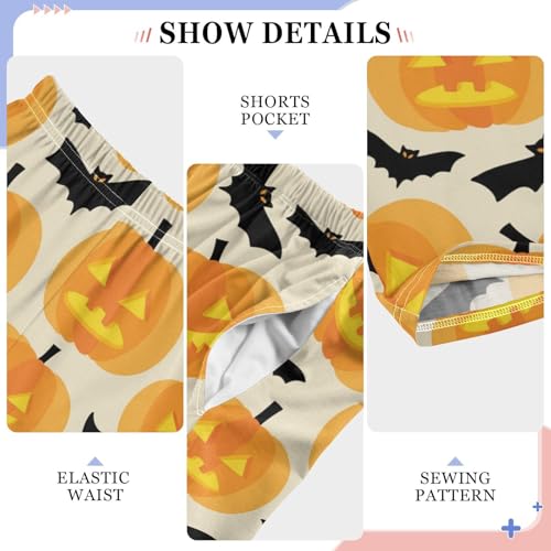 Evil Pumpkins Bat Boys Long Pants Soft Trousers Elastic Waist Kids Lounge Bottoms with Pockets S-XL4