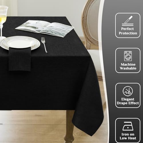 Nappe lin rectangulaire antitache Softalker 132x178 cm pour table noire