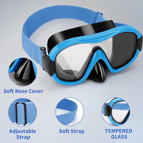 Image of Diving Mask , Professional Anti-Fog Snorkel Goggles, Anti-Leak Swim Mask with Soft Adjustable Strap & Mesh Bag, Earplug