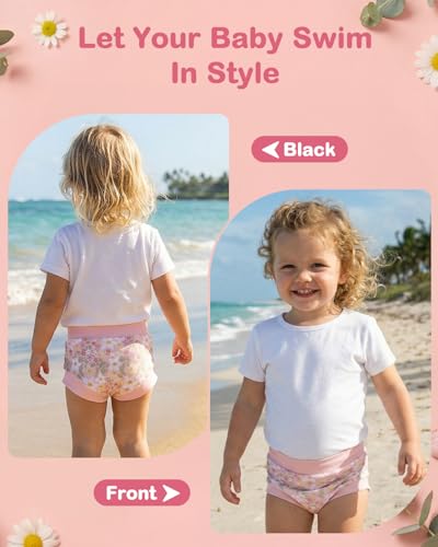 Image of ALVABABY 3 Pack Reusable Baby Girls Swim Diapers UPF 50+ Washable Toddler Beach Diapers