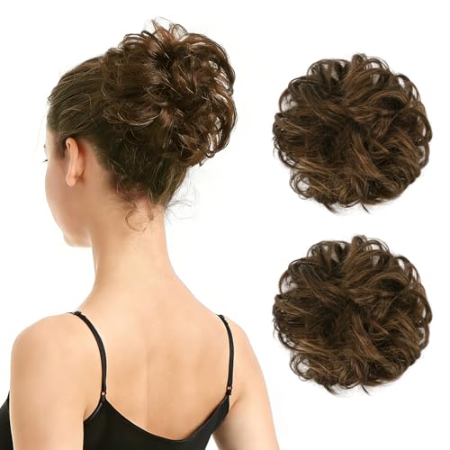 BARSDAR 100% Human Hair Bun Extension - 2 PCS Real