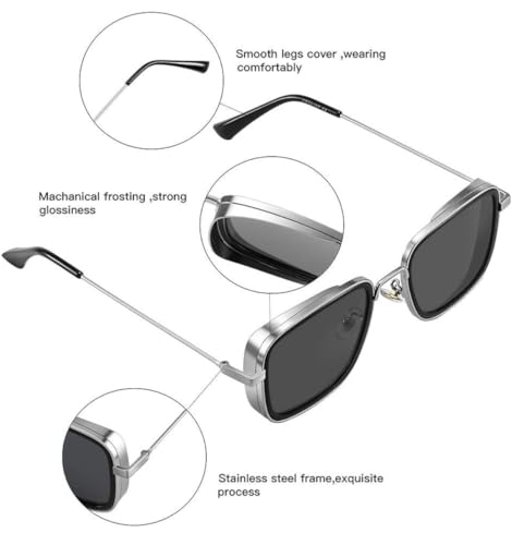 Image of Square Sunglasses for Men & Women | Stylish Full Frame UV Protection Eyewear | Trendy Fashion Sunglasses for Driving Travel Outdoor Use