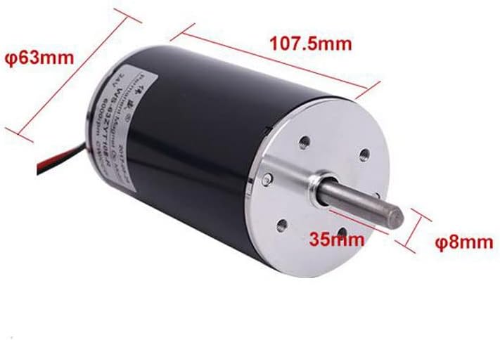 50W Permanent magnet DC motor 12V/24V miniature DC speed regulating motor 63mm DC high speed silent motor 8mm shaft diameter - (Speed(RPM): 6000rpm, Voltage(V): 24V)