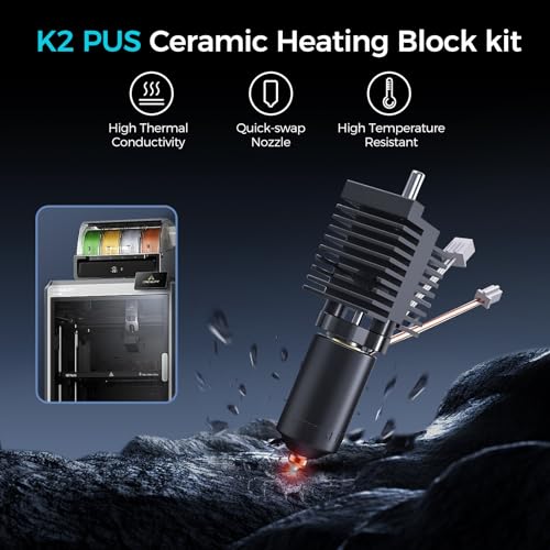 Image of Creality Official K2 Plus Ceramic Heating Block Hotend Kit, with Quick-swap Nozzle Kit, Supports 350C High Temperature, All-Metal Integrated Design Extruder Hotend for 3D Printer K2 Plus Combo