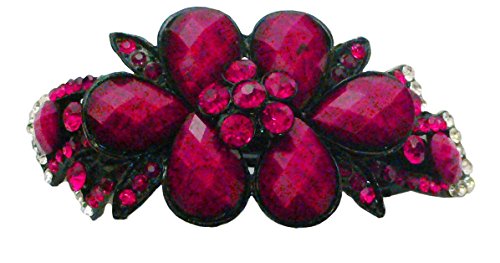 Large Barrette Hair Clip Beads & Crystals in Stunning Color U86012-0017redREM123
