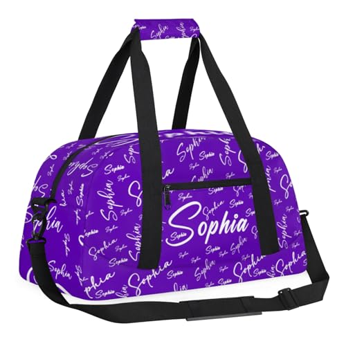 Personalized Duffle-Bag for Girls Boys,Custom Name Sports Gym Baseball Bag,Carry-on Lightweight for Travel Outdoor Deep Purple3