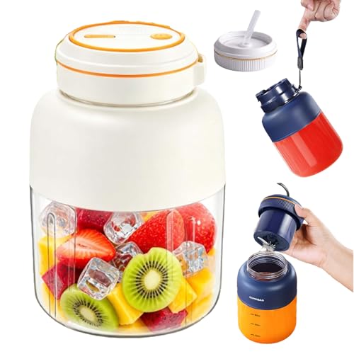 Image of Portable Wireless Juicer Cup, 1300ml USB Rechargeable Personal Blender with 38 Stainless Steel Blades, Cordless Portable Blender for Smoothies, Protein Shakes, Fruit Juice, Travel