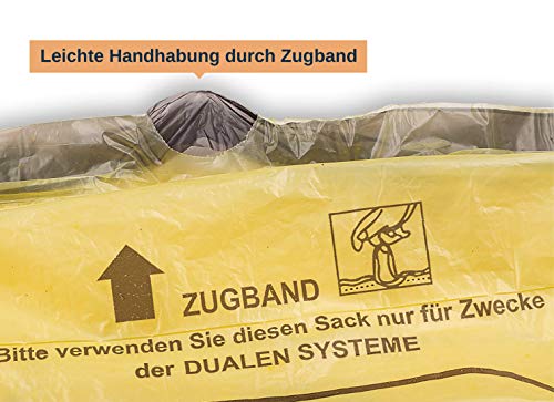 Gelber Sack BKB – Extra starke Wertstoffsäcke mit Zugband, 90 Liter