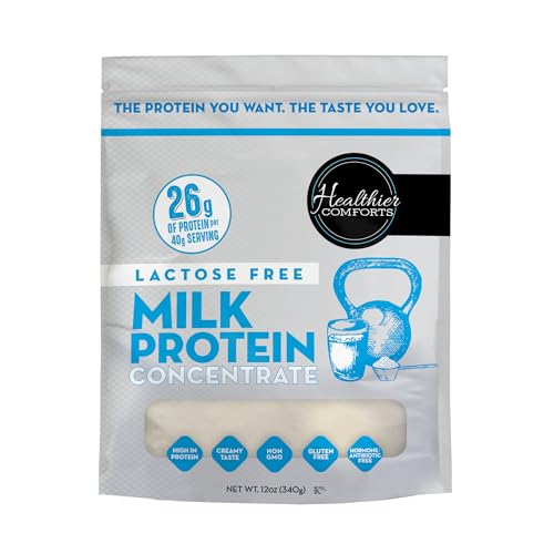 Image of Healthier Comforts Lactose Free Milk Protein Concentrate Powder (Unflavored) | 80% Casein, 20% Whey | High Protein, Non-GMO, Hormone Free, Kosher, Gluten Free | Baking, Creamer, Shakes (12oz)