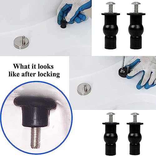 Image of MHS Hydraulic Soft Closing Toilet Seat Cover Fixing Screws | Universal Top Mount Hinges Screws & Blind Hole Nuts | SS 304 Brass Rubber Anti-Rust Fittings (1 Pair, EPDM Rubber Fitting Regular)