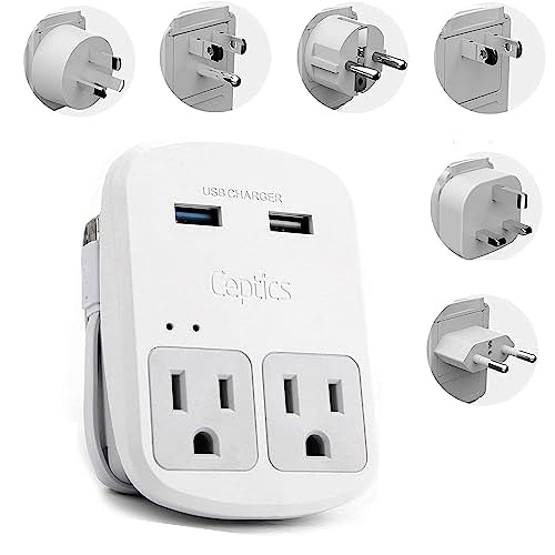 Ceptics Safest Travel Adapter Kit, Dual USB for iPhone, Chargers, Cell Phones, Laptop Perfect for Travelers – 3.6A with Qc. 3.0 Charge Faster