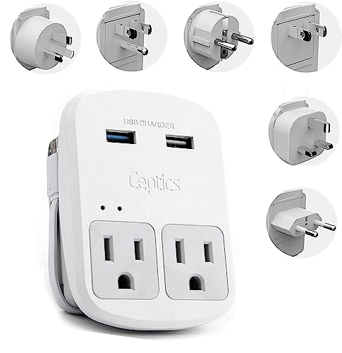 Ceptics Safest Travel Adapter Kit, Dual USB for iPhone, Chargers, Cell Phones, Laptop Perfect for Travelers – 3.6A with Qc. 3.0 Charge Faster Ceptics Safest Travel Adapter Kit, Dual USB for iPhone, Chargers, Cell Phones, Laptop Perfect for Travelers – 3.6A with Qc. 3.0 Charge Faster