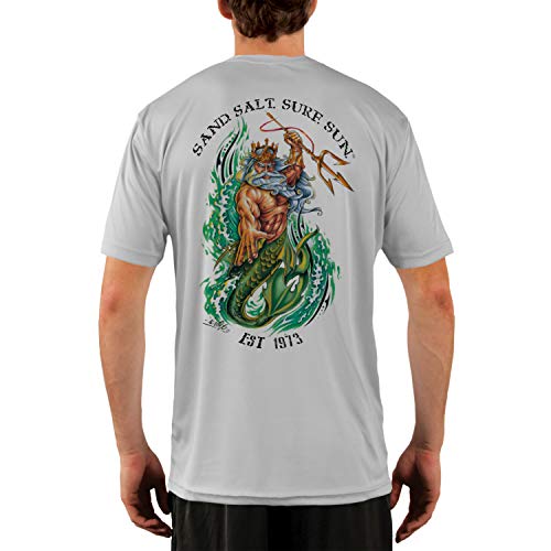 Neptune Men's UPF 50+ UV Sun Protection Performance Short Sleeve T-Shirt Large Pearl Grey