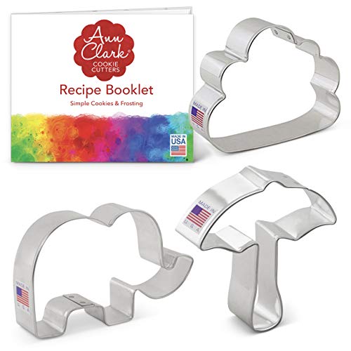 Ann Clark Cookie Cutters 3-Piece Elephant Baby Shower Cookie Cutter Set with Recipe Booklet Elephant Umbrella Cloud