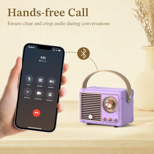 Image of PRUNUS Bluetooth Speaker, Mini Wireless Bluetooth Speaker,Cute Support USB /TF Card /AUX for Kitchen Desk Bedroom Office Party Outdoor(Purple)