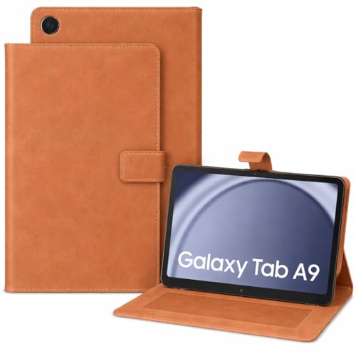 Image of Cover for Samsung Galaxy Tab A9 8.7 Inch, Leather Flip Stand Case, Stand Function, Professional Theme [SM-X110 /X115 /X117] (Tan)