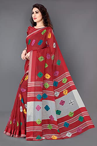 Image of MIRCHI FASHION Cotton Blend Bandhani Printed Saree for Women's with Satin Woven Border and Blouse Piece