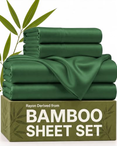 100% Rayon Derived from Bamboo - Bamboo Sheets King Size - Emerald Green - image 1