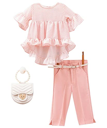 Haut et pantalon fille à volants : style léger et fluide en 4 pièces