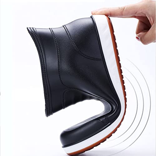 QIANGG Mens korte rubberen regenlaarzen, mode outdoor waterdichte enkel vissen laarzen, zwart/blauw/bruin, zwart (US) 9.5 (UK) 8.5 (EU) 44 (JP) 27 - Image 6