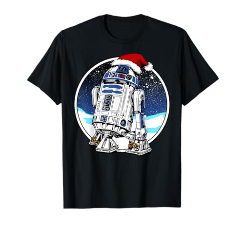 Image of Star Wars Holiday Santa Hat Christmas R2-D2 Circle T-Shirt