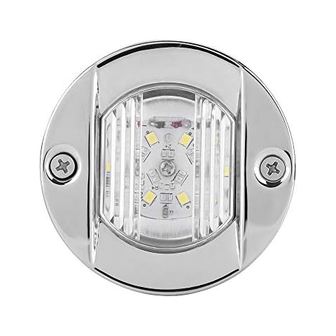 Akozon Boot Hecklicht, 12V LED Boot Navigationslichter Wasserdichte Marine Navigationslampe Weiß LED Edelstahl Anker Heck Navigation Stern Licht Cover
