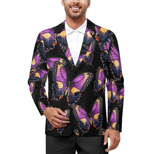 Butterfly Men's Slim Suit Long-Sleeve Prom Tuxedo Classic Two Button Business Jacket