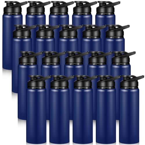 Potchen 20 Pack Aluminum Water Bottles with Snap Lid, Blue, 25 oz
