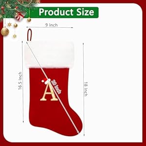 20 Inches Red Velvet with White Super Soft Plush Cuff Monogram Christmas Stockings Xmas Personalized Embroidered Letter Stockings for Family Holiday Decorations and Xmas Tree FireplaceJ