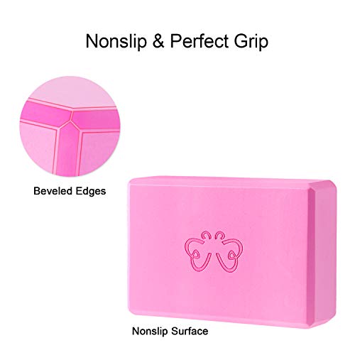 Yoga Blocks 2 Pack for Women Home Yoga Beginners Practices Class Studio Accessories,Pilates, Meditation,High Density EVA Non-Slip Surface Soft and Light (Rose Pink) - Thumbnail 4