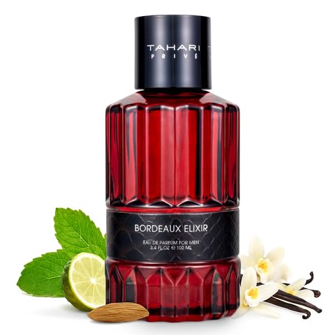 TAHARI Privé Bordeaux Elixir – Luxury Cologne for Men with Notes of Mint, Bergamot, Tonka, Musk & Vanilla. Strong, Long-Lasting Masculine Scent in Travel-Friendly Size – Ideal Gift for Men– 3.4 fl oz.