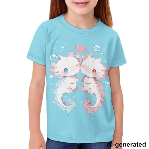 Image of Novelty 3D Graphic T Shirts for Kids Crew Neck Funny Animal Print Short Sleeve Girls Tshirts 3-16 Years