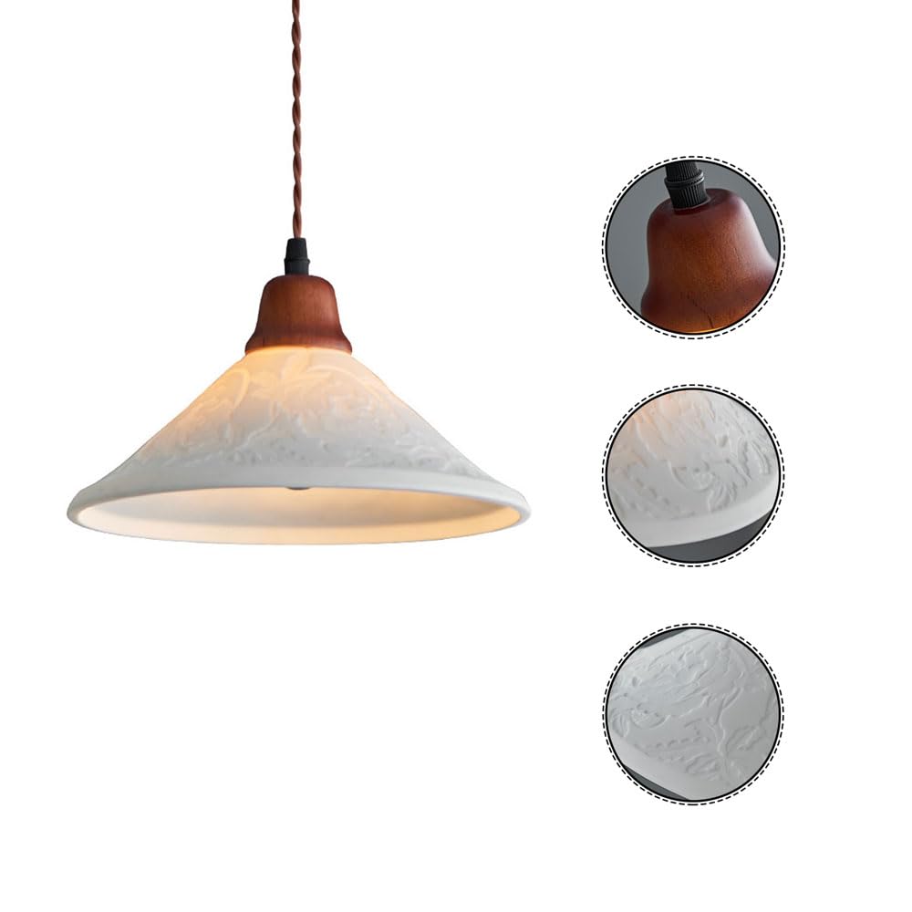 Brązowy drewniany korpus lampy wiszące oprawy sufitowe, ceramiczny abażur, oświetlenie wewnętrzne, lampa wisząca z regulowaną liną, do sypialni, oprawy sufitowe do salonu Star of Light
