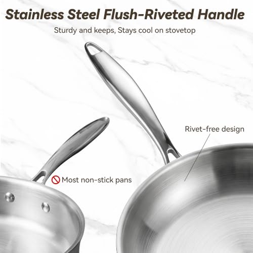 Stlonsge 9.5-Inch Tri-Ply Base Stainless Steel Frying Pan - image 4