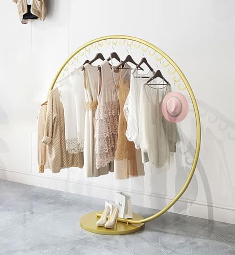 SBCGFY Perchero Dorado, Expositor para Tiendas de Ropa de Moda, Perchero Resistente, Barra para Colgar Ropa, Gran Capacidad de Carga, Perchero Curvo, 170 cm