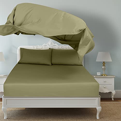 Image of Royale Linens 2 Pack Bulk Flat Sheet Set - Top Sheets - Soft 1800 Microfiber - Wrinkle & Stain Resistant - for Hotel, Massage Table, Hospital, Dorm - Twin Flat Sheet Sold Separately (Twin, Sage Green)