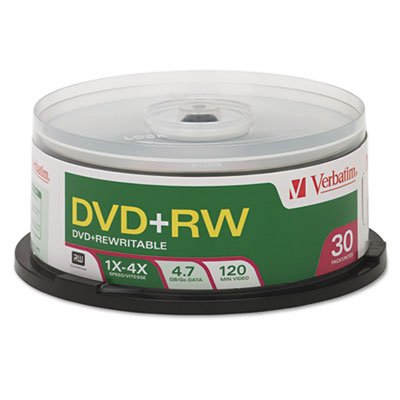 Dvd+Rw Discs, 4.7Gb, 4X, Spindle, 30/Pack #TOP1