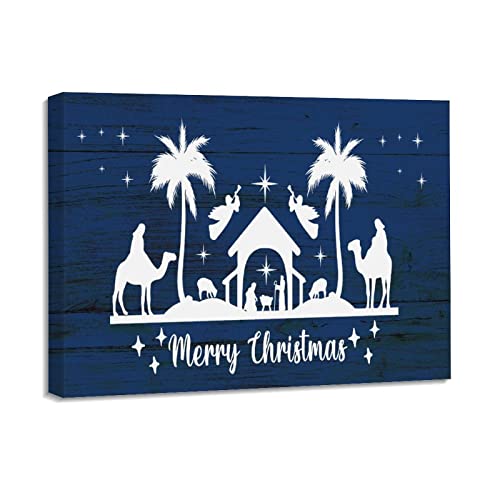 Crèche religieuse de Noël sur toile : tableau déco contemporaine salon et cadre nativité