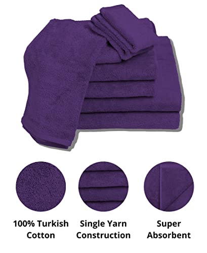 Luxury Extra Large 8-Piece Turkish Towel Set With 4 Bath Towels (30X60 And 24X48) - Plum #TOP5