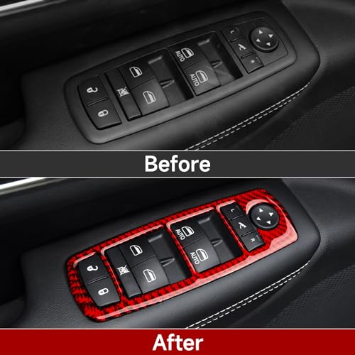 Image of 4 Doors Window Switch Lift Control Decals for 2011-2026 Dodge Durango / 2011-2023 Charger /Chrysler 300 /2011-2021 Jeep Grand Cherokee WK2 Accessories Carbon Fiber Stickers