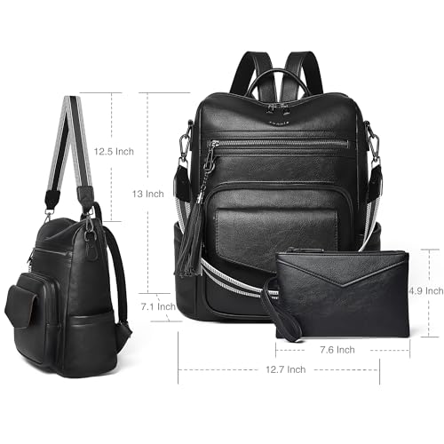 Image of Shrrie Leather Womens Backpack Purse Convertible Crossbody Shoulder Strap