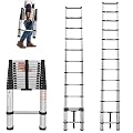 Telescoping Ladder Aluminum Extension Ladder 16FT Portable Telescopic Ladder Multi-Purpose Lightweight Folding Ladder - Anti-Slip Collapsible Ladder Attic Rv Ladder for Home Outdoor 330lb Capacity