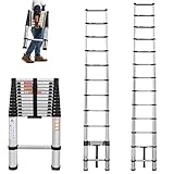 Aluminum Telescoping Ladder - 16FT Portable, Lightweight, Folding, Multi-Purpose - Anti-Slip, 330lb Capacity