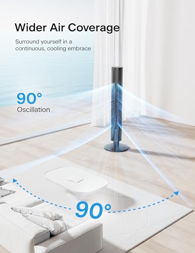 Image of Pelonis 42-Inch Tower Fan for Bedroom - 26ft /s, 90 Oscillating Tower Fan with Remote Control, LED Display - Floor Fan for Indoors with 6 Speeds, 4 Modes and 24-Hour Timer - ETL Certified