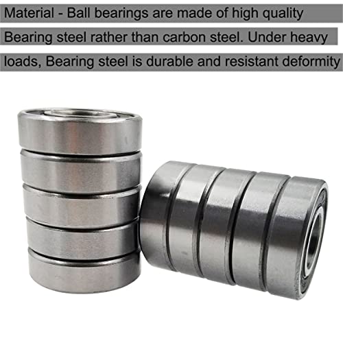 Image of 10 PCS R8-2RS Double Rubber Sealed Roller Ball Bearing 1 /2 Inch Bore 1 /2 x 1-1 /8 x 5 /16 Inch ABEC3 Precision Bearing for Electric Motor, Wheels, Home Appliances, Garden Machinery