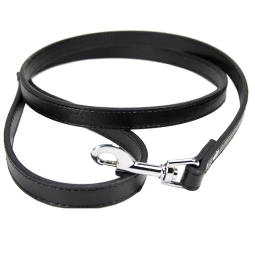 Guinzaglio per cani in pelle nera, 1,5 cm x 120 cm, guinzaglio per animali domestici di piccola taglia, cani e gatti