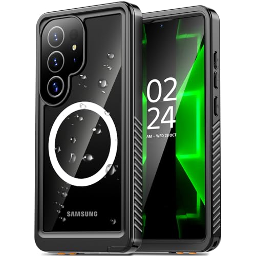 Oterkin Waterproof Case for Samsung Galaxy S25 Ultra Case Compatible with MagSafe Full Body Protective Samsung S25 Ultra Phone Case with Built-in HD Screen & Lens Protector [12FT Military] (Black)