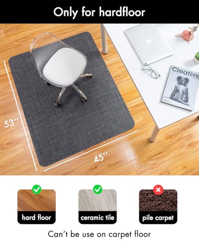Image of Baroyal Office Chair Mat for Hardwood Floor Under Desk Computer Rolling Chair Mat for Wood /Tile Floor Non-Slip Heavy Duty Desk Rug PVC Plastic Hard Floor Protector 45 inchx 53 inch (Cool Grey)