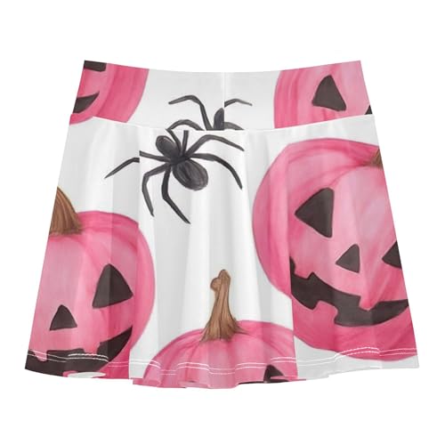 Girls' Shorts Athletic Skorts Funny Pink Pumpkins White Toddlers Tennis Skirts Cheer Pleated Skort 3t2